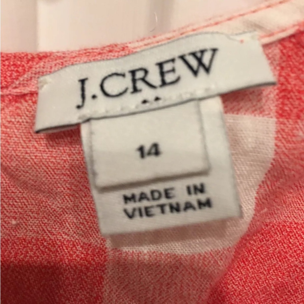 🌺 J Crew Womens Size 14 Cotton Linen Blend Sleeveless Gingham Top - Picture 3 of 5
